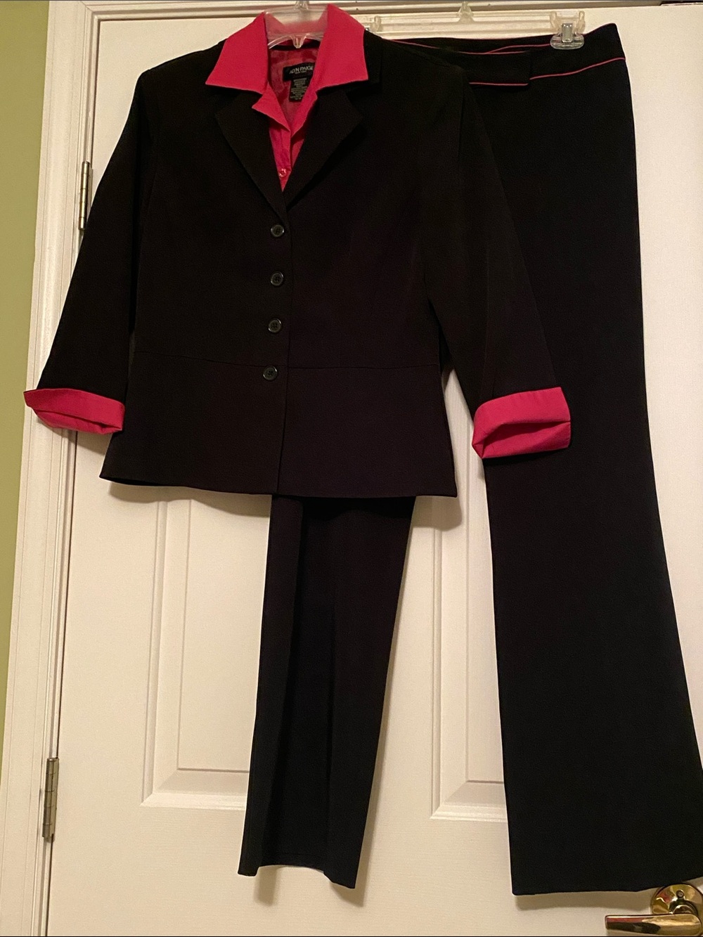 Alyn Paige Vintage Y2K Pantsuit w Hot Pink Faux Blouse - size 9/10